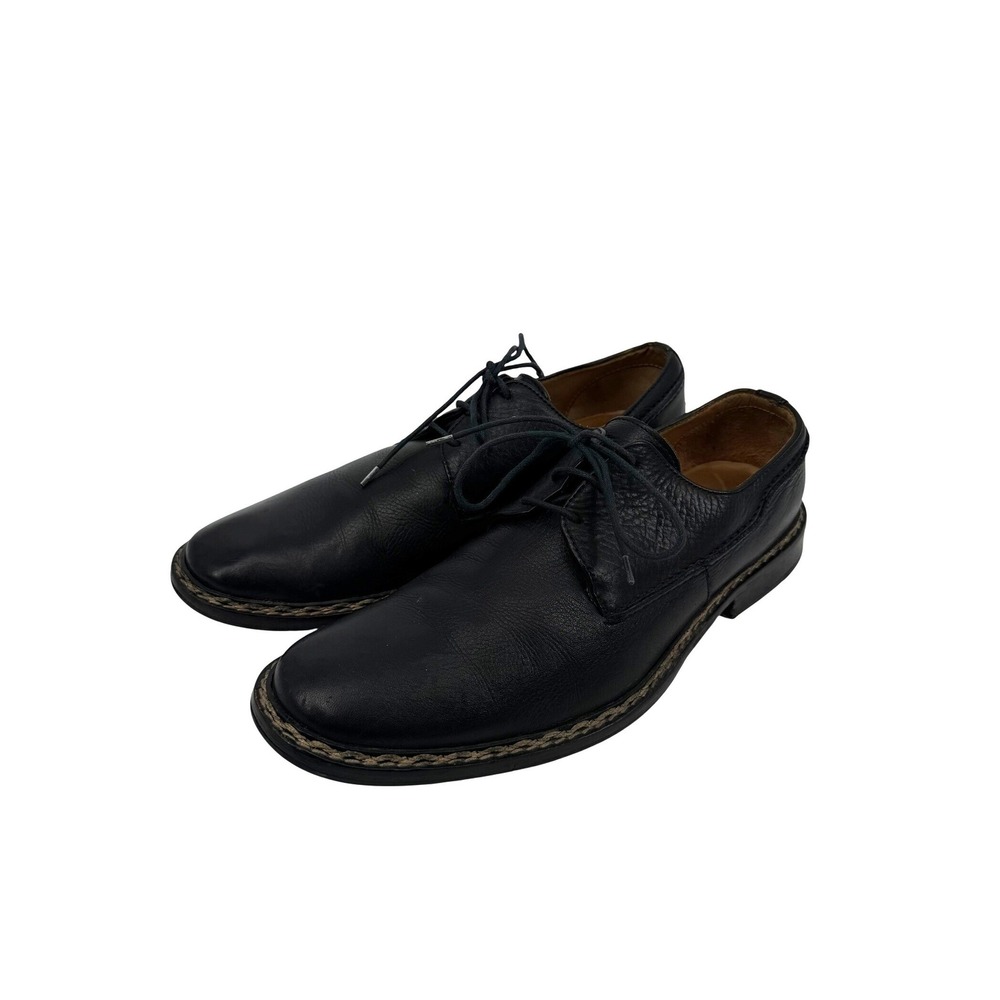 John Varvatos Black Leather Derby Shoes Braided Welt Brazil 10.5 M F741H3